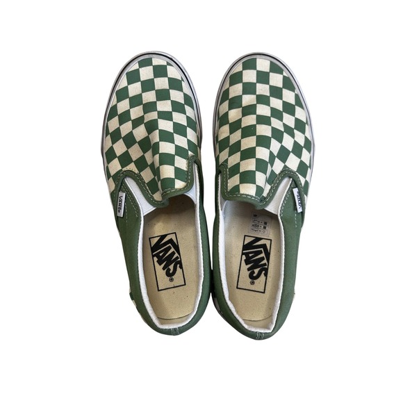 Vans Slip On Checkerboard Green White Canvas Women Shoes Size 6.5, Mens 5 - Picture 5 of 5